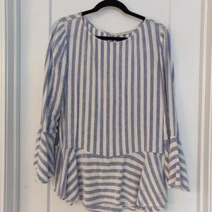 Blue and white striped Alice and Olivia linen/viscose blouse - super soft!